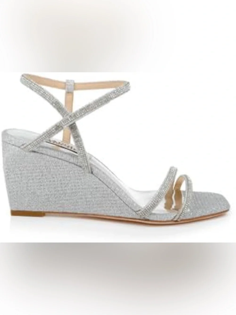 Badgley Mischka Unity Wedge Heel Sandal Leather  Outsole W/Rhinestone Size 10